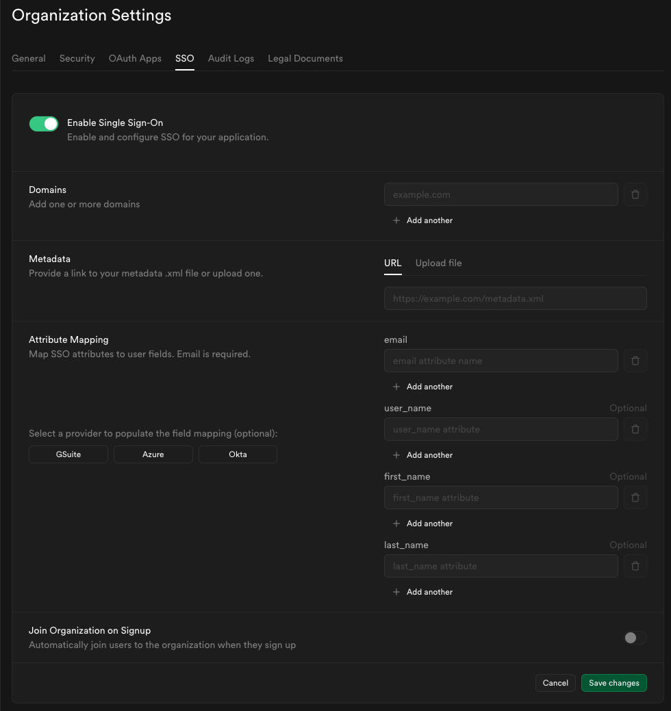 SSO enabled