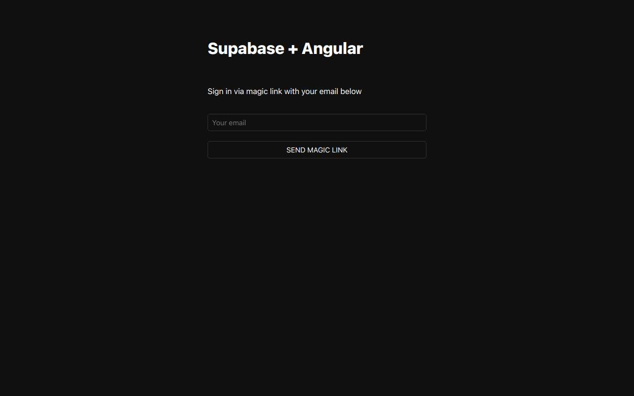 Screenshot of the Supabase Angular application running in a browser